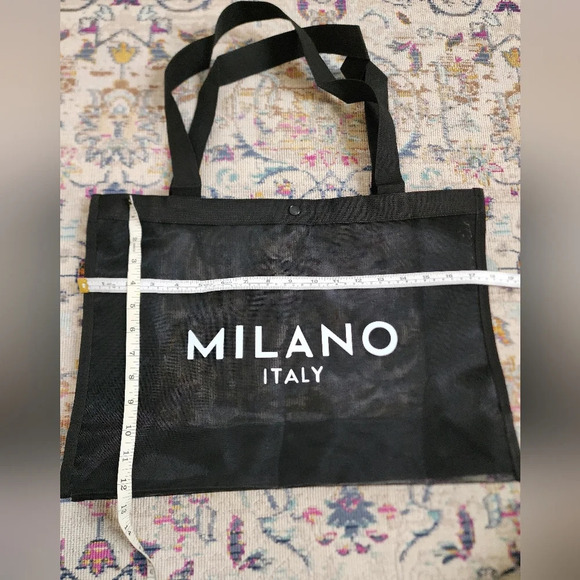 NWOT Black Mesh Travel MILANO Tote Bag - Picture 8 of 8